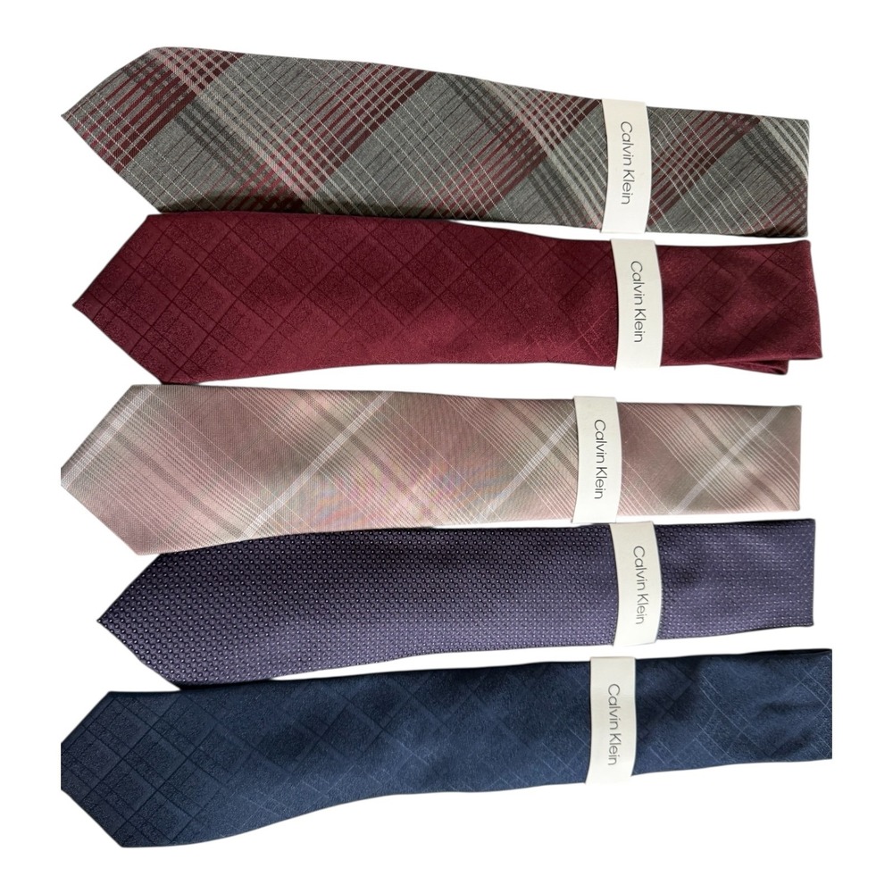 Calvin Klein Necktie Lot of 5 Mens One Size Ties Various Colors and Patterns New - Picture 5 of 6